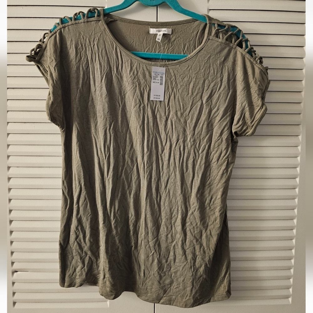 Maurices Olive Green Short Sleeve Top - Size Medium